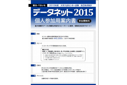 【センター試験2015】駿台・ベネッセ「データネット」、12月下旬から集計カード配布 画像