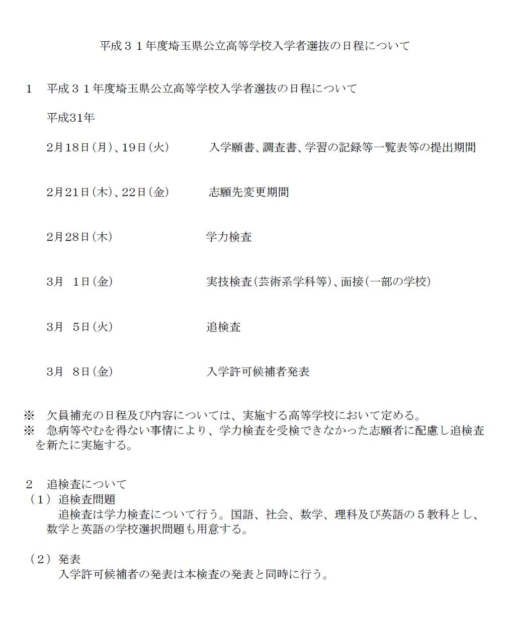 高校受験19 埼玉県公立高校入試 学力検査は2 28 リセマム