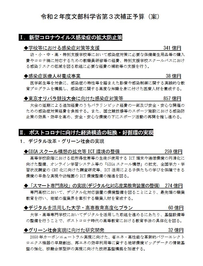 学校の感染対策支援に341億円 第3次補正予算案を閣議決定 リセマム