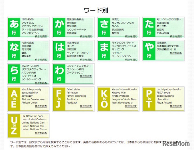 5秒でわかる国際協力用語集「ワード検索」