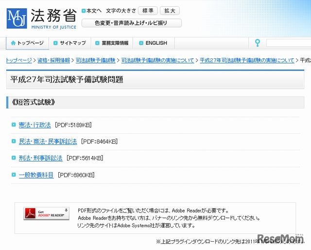 平成27年司法試験予備試験問題