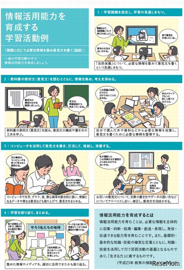 情報活用能力を育成する学習活動例