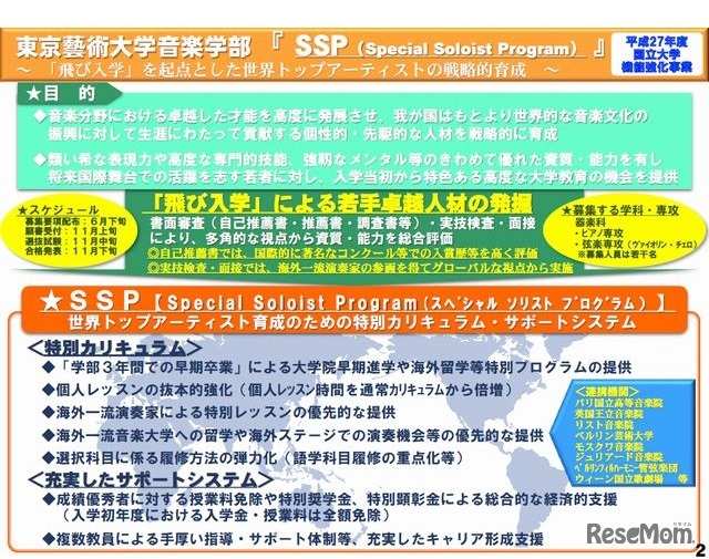 スペシャルソリストプログラム（SSP）