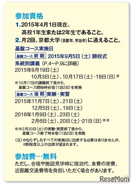 参加資格・コース実施日