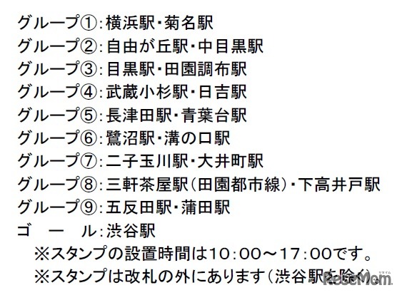 9グループ19駅にスタンプを設置
