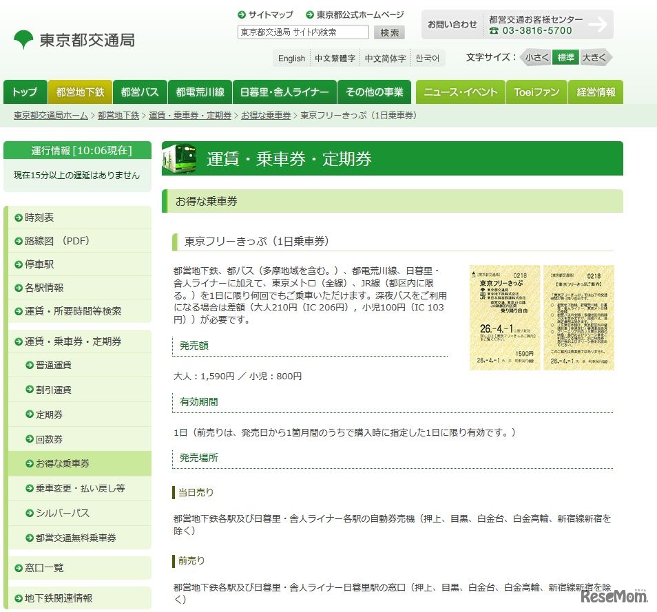 東京フリーきっぷ