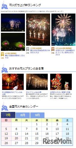 「全国花火大会2015」カレンダーなど