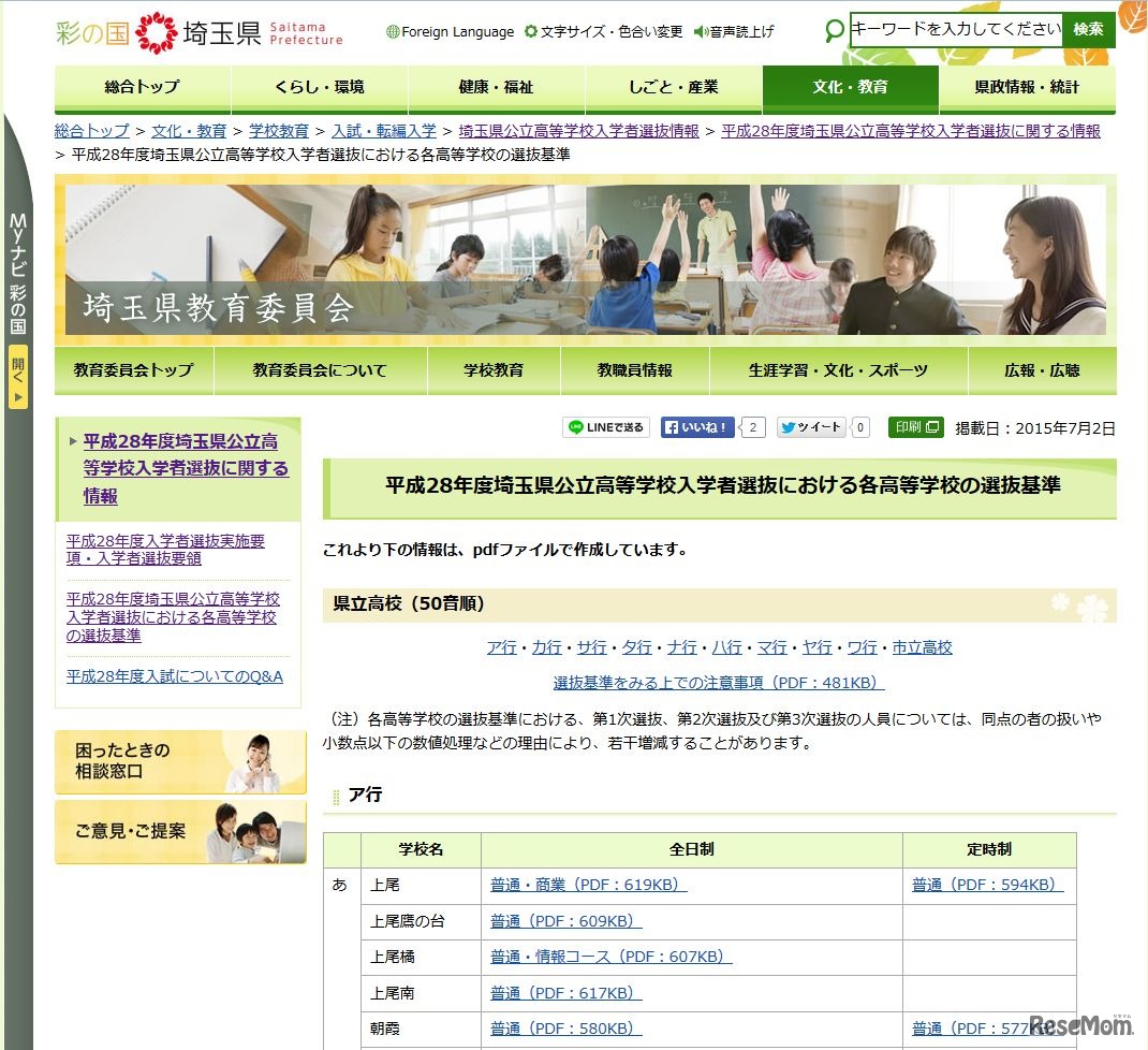 各高校の選抜基準