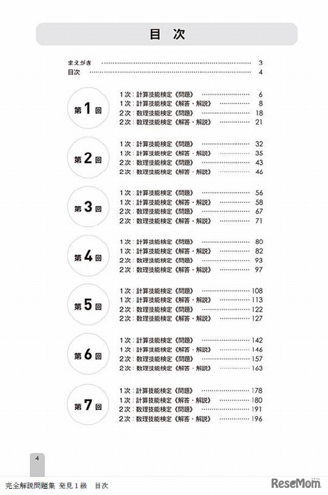 1級問題集の目次