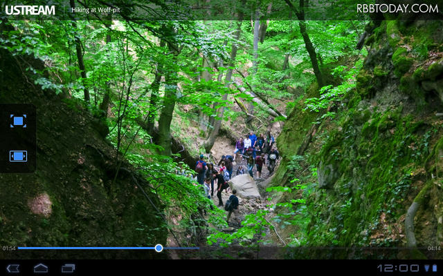 Android 3.0搭載タブレットでのUstream視聴画面 Android 3.0搭載タブレットでのUstream視聴画面