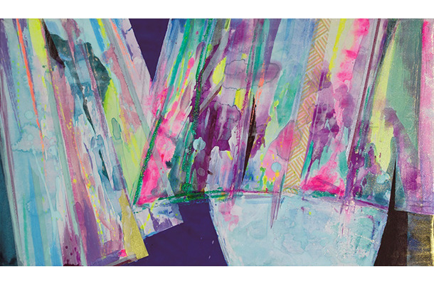 日比谷泰一郎「放課後」（アクリル絵具、岩絵具、テープ／25×43.5cm／30,000円)