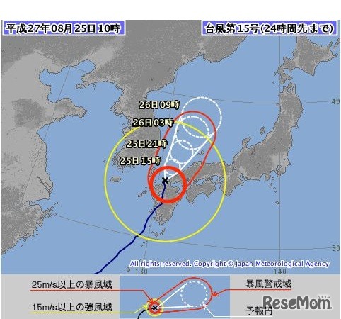 台風15号の経路図