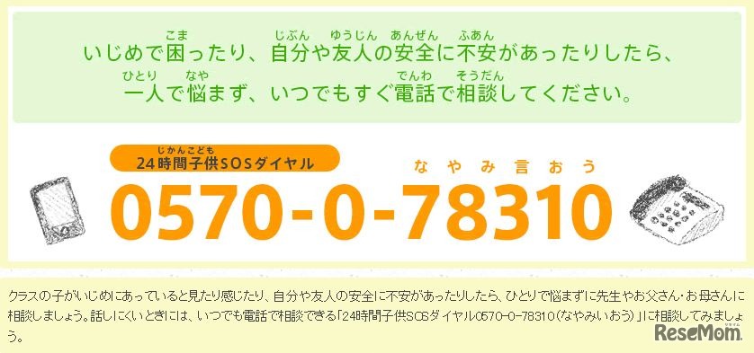 文部科学省「24時間子供SOSダイヤル」
