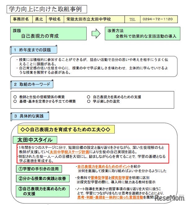 常陸太田市立太田中学校の事例