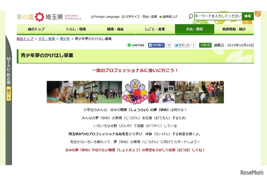 青少年夢のかけはし事業