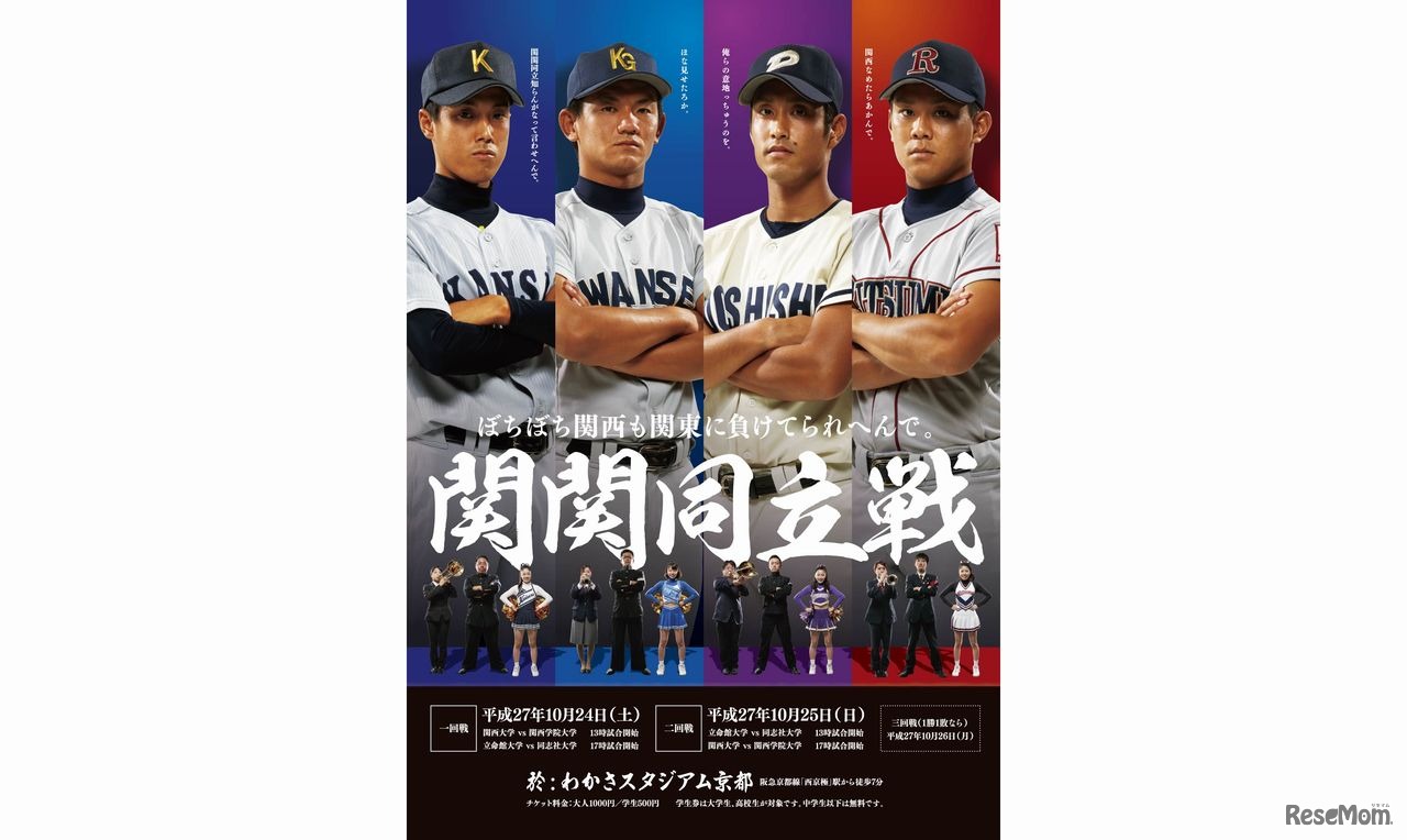 関西学生野球連盟秋季リーグの告知ポスター選手編