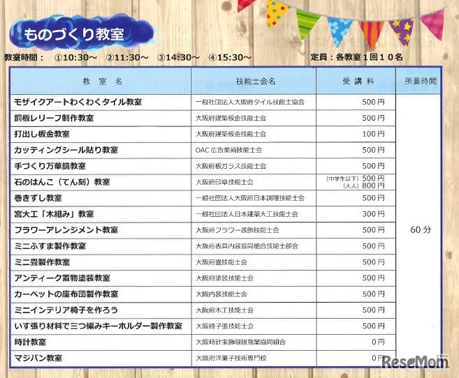 体験教室（事前申込み制）