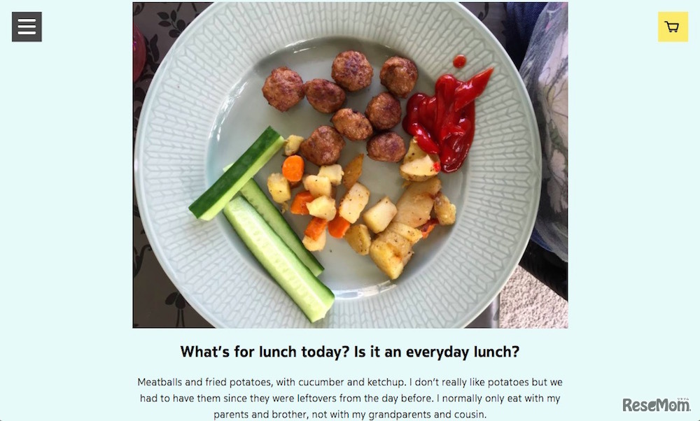 スウェーデン／ボボ（9 歳）「ミートボールとフライドポテト」