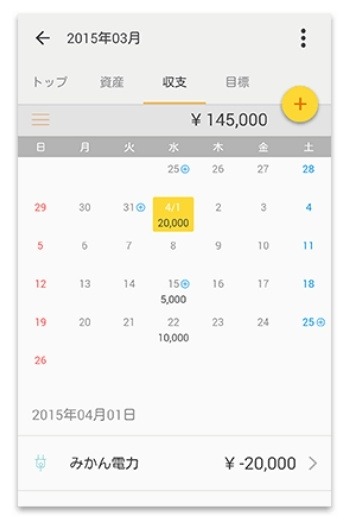 カレンダー表示のイメージ
