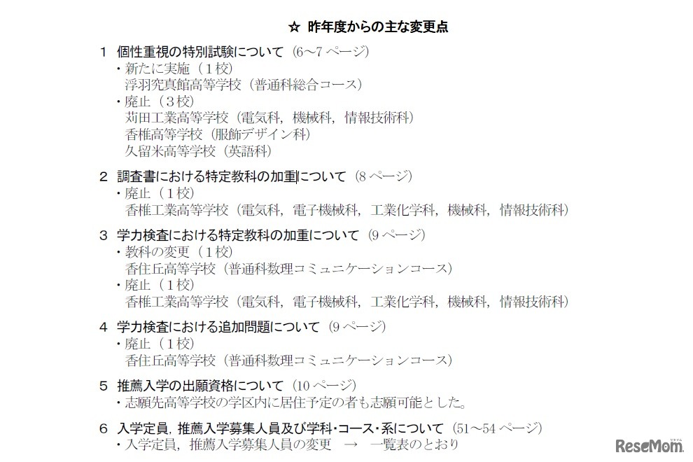 平成27（2015）年度からのおもな変更点