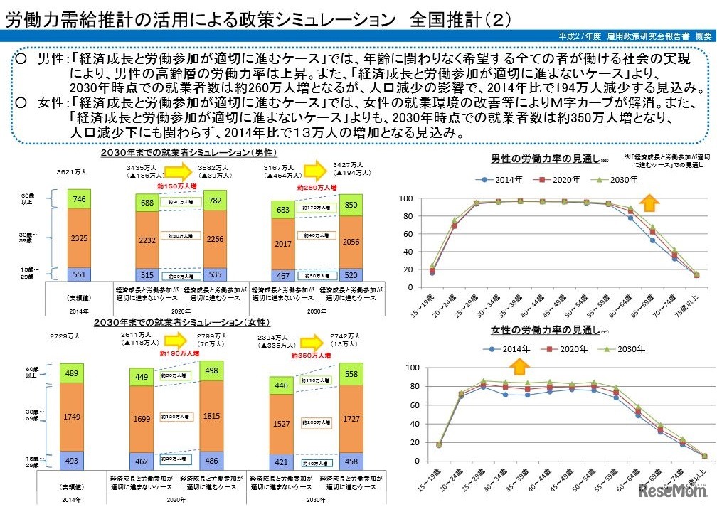 労働力需給推計の活用による政策シミュレーション全国推計
