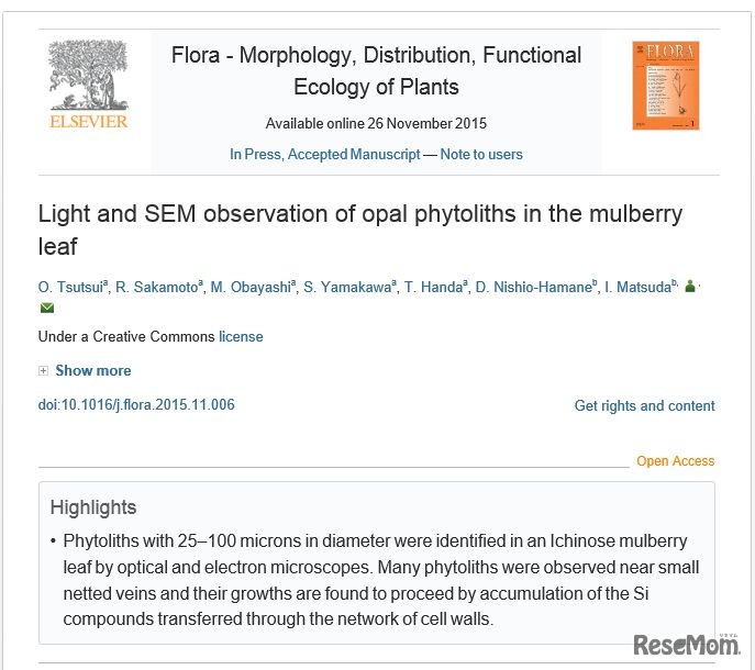 論文は「Flora」オンライン版に掲載されている（一部）