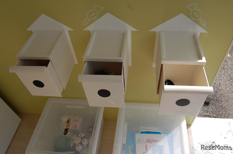 壁面の家をデザインした収納がかわいい