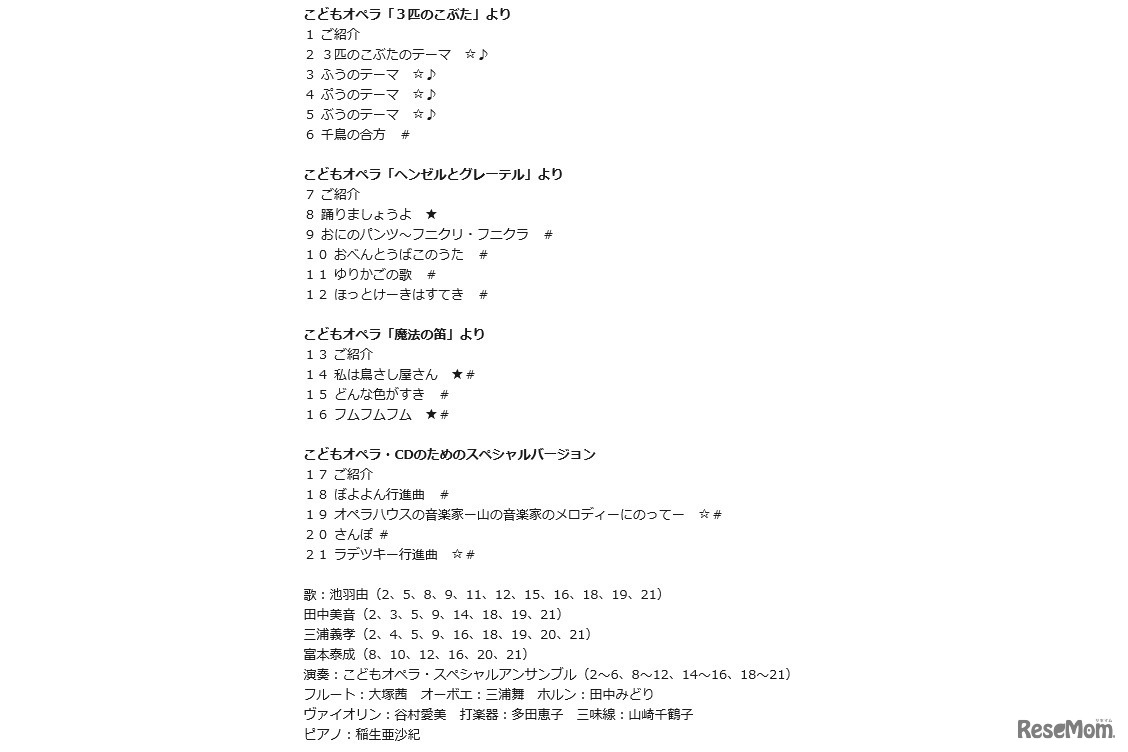 収録曲目・演奏者一覧 1