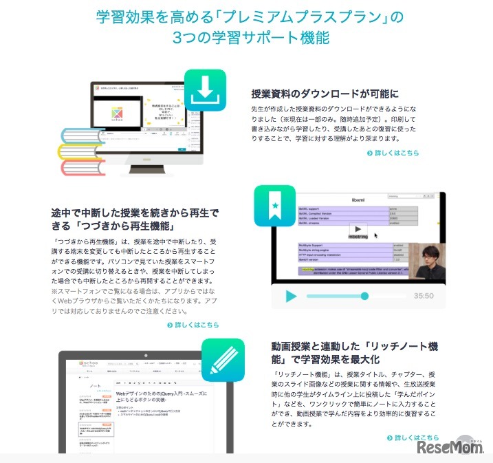 ｢プレミアムプラスプラン｣の3つの学習サポート機能