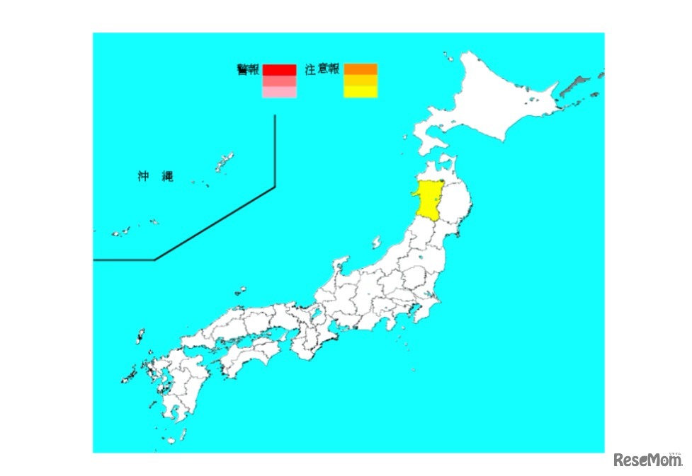 インフルエンザ流行レベルマップ（2015年 第52週）