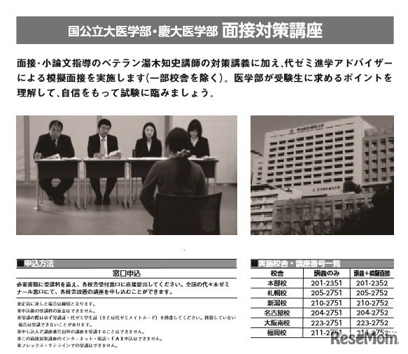 国公立大医学部・慶大医学部面接対策講座