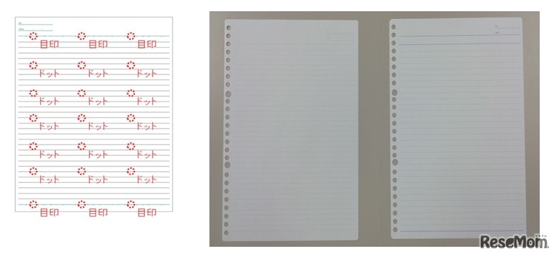 3ドット概要図と、罫線の薄さ比較（右は従来品）