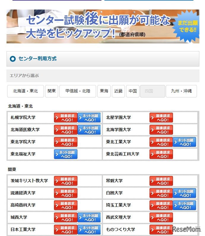 センター試験後に出願可能な大学