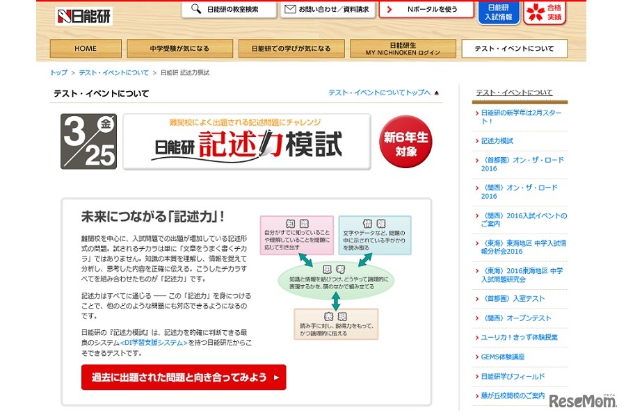 日能研「記述力模試」