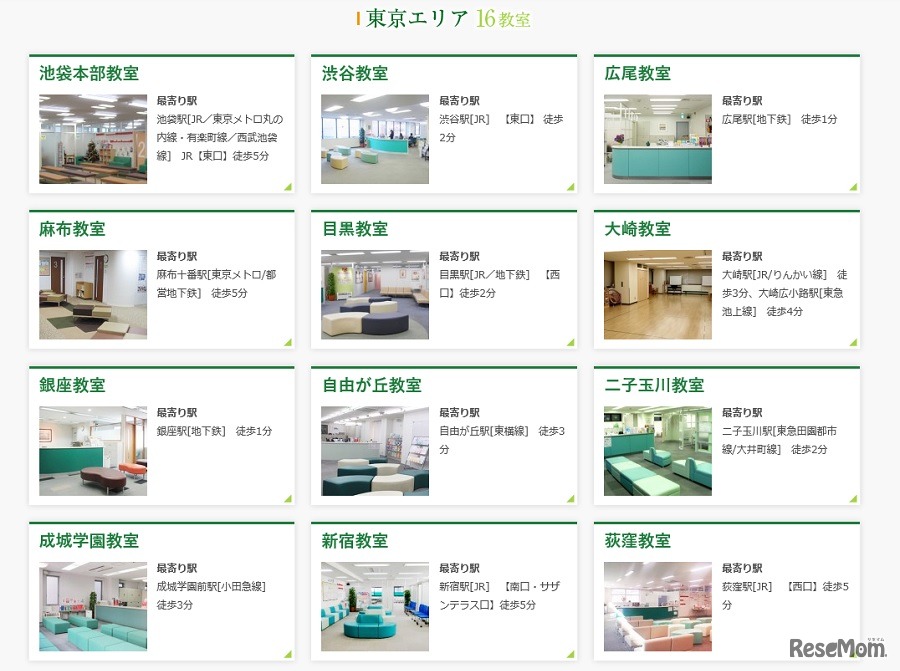 教室一覧（一部）