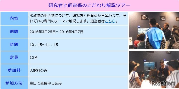 研究者と飼育係のこだわり解説ツアー