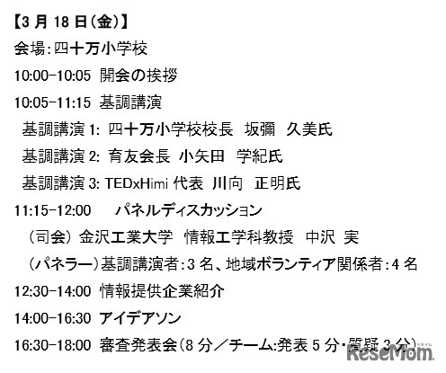 KITハッカソン・スケジュール（3月18日）