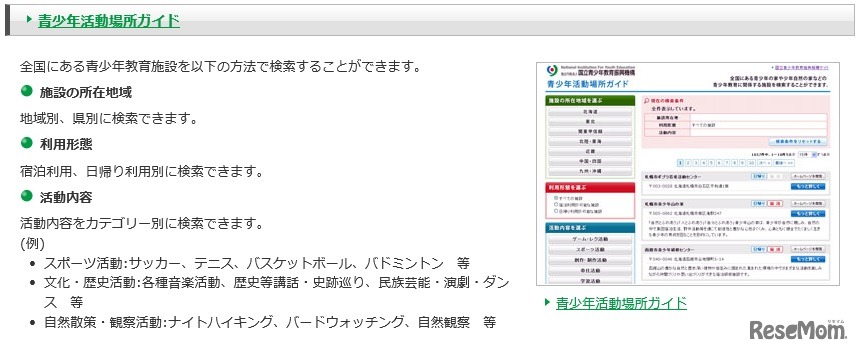 青少年活動場所ガイド