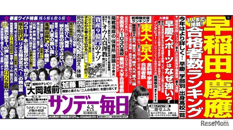 サンデー毎日（4月3日増大号）の中吊り