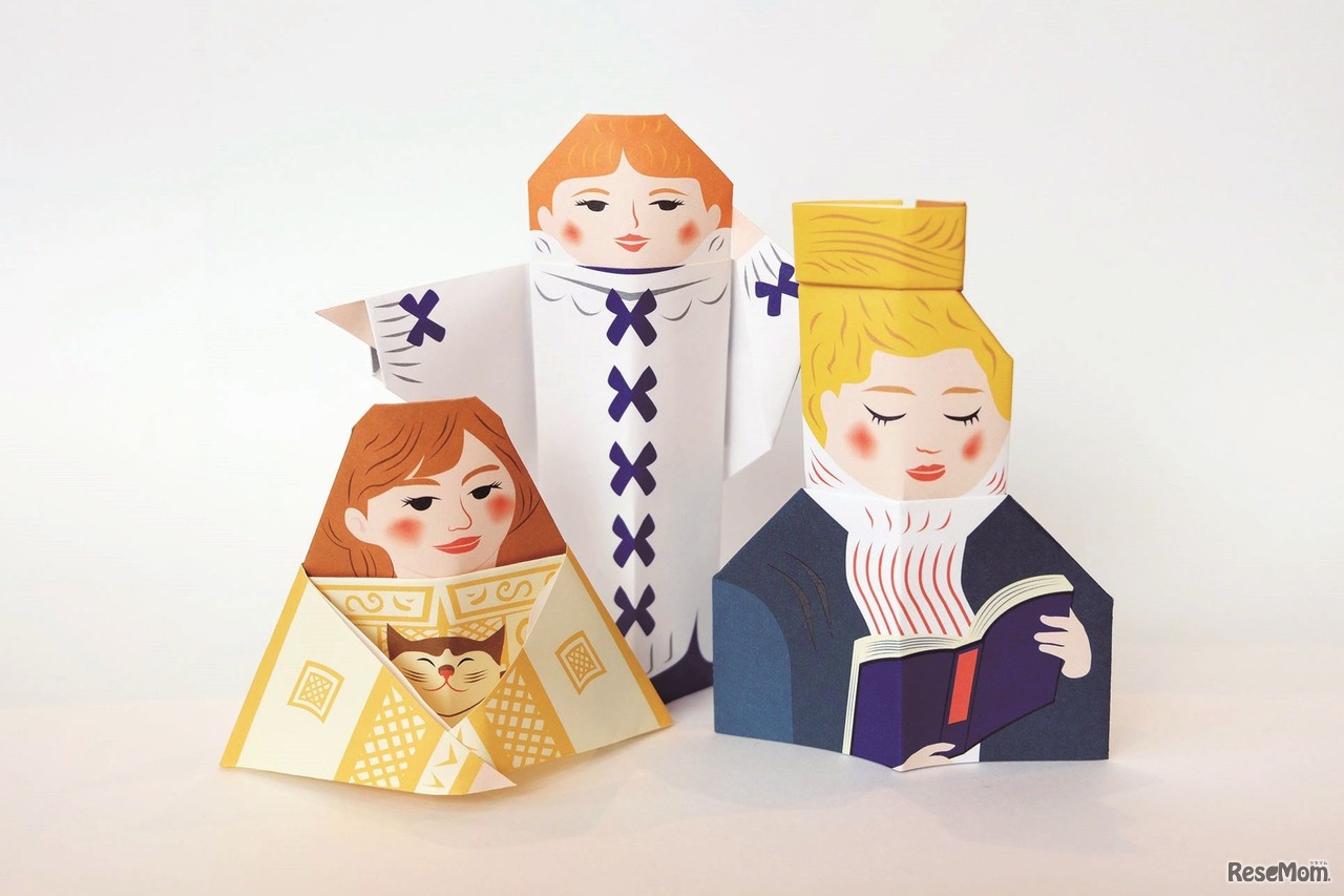 子どもと保護者向けのワークショップ「舞踏会の折り紙細工」　作品一例