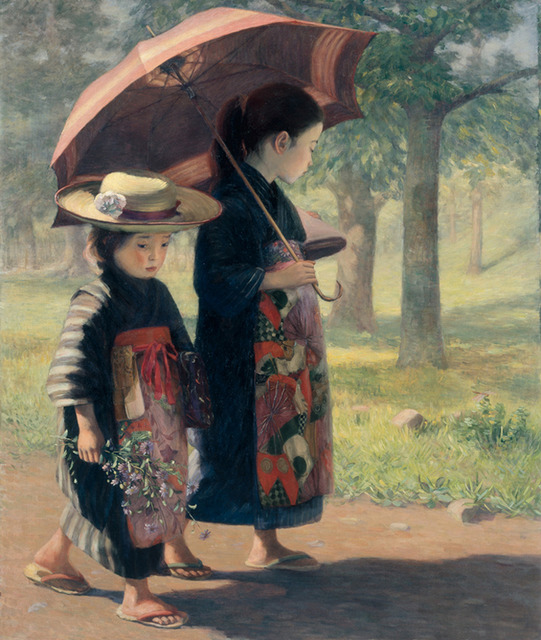 児島虎次郎「登校」 1906年 高梁市成羽美術館蔵