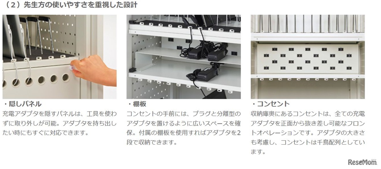 タブレット充電収納保管庫・設計の特長