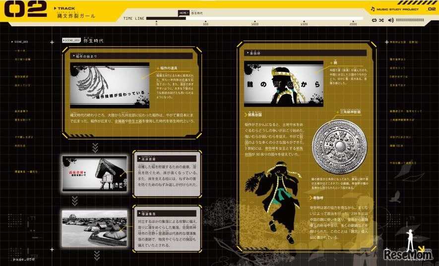 曲・映像と連動した解説ページ