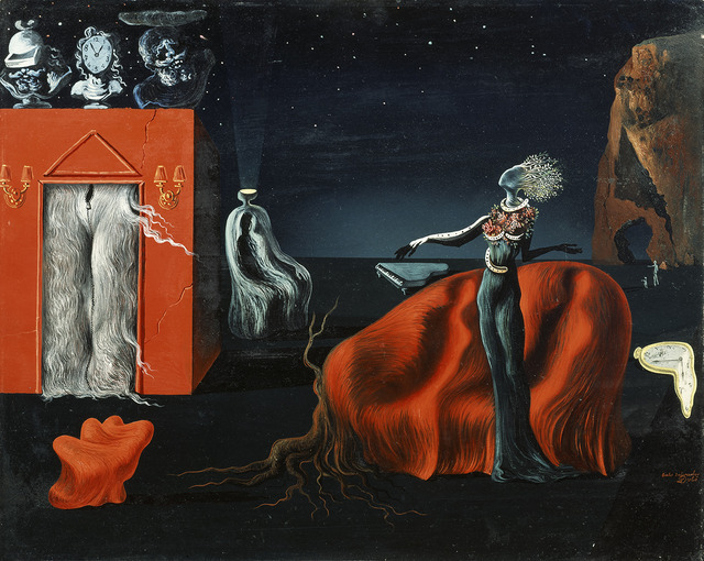 サルバドール・ダリ《奇妙なものたち》1935年頃40.5×50.0 cm、板に油彩、コラージュ、ガラ＝サルバドール・ダリ財団蔵Collection of the Fundació Gala-Salvador Dalí, Figueres ©Salvador Dalí, Fundació Gala-Salvador Dalí, JASPAR, Japan,2016.