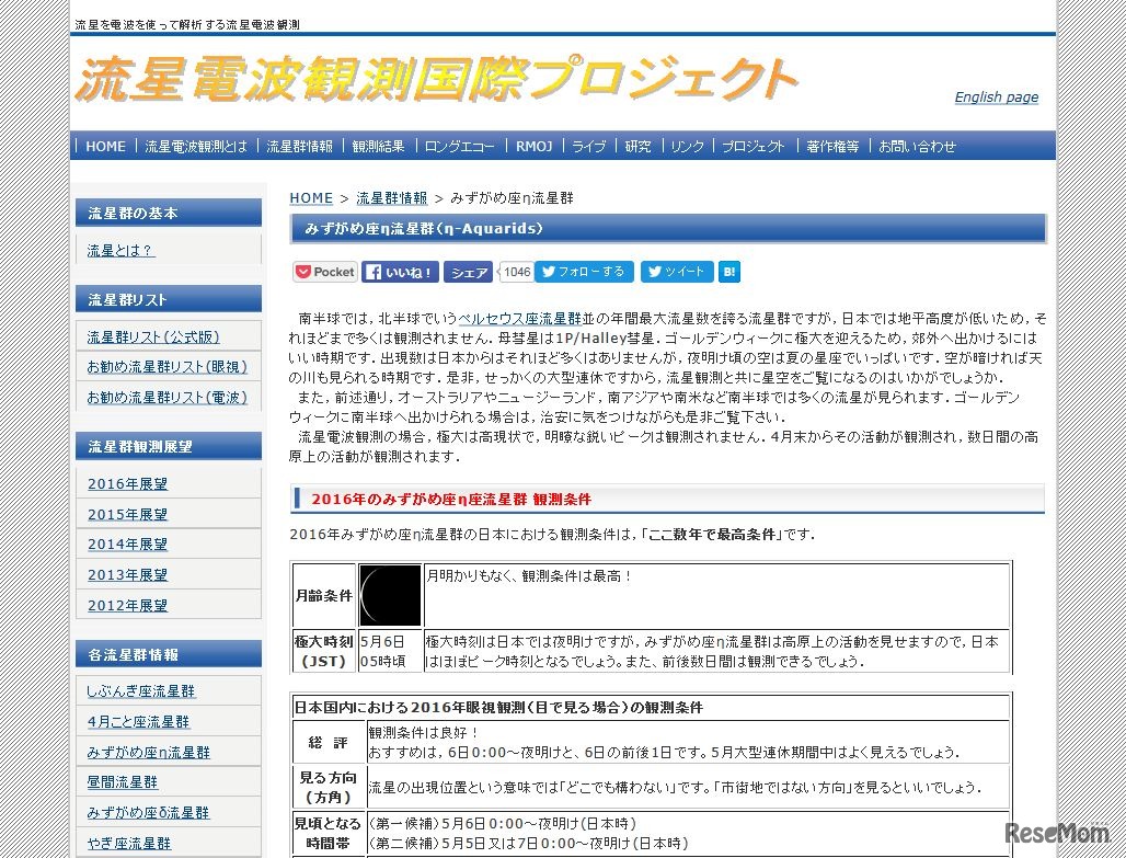 流星電波観測国際プロジェクト