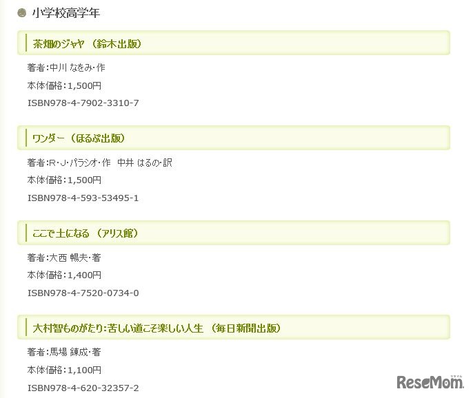 課題図書（小学校高学年）