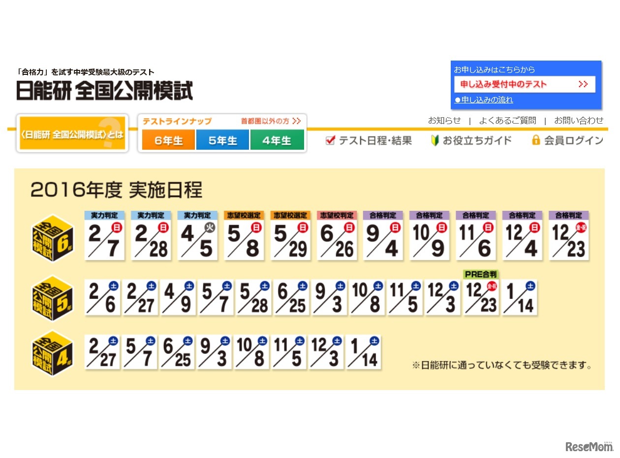日能研　全国公開模試