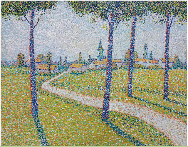 レオ・ゴーソン《樹木の向こうの村》1890年　油彩、キャンヴァス　46×55cm　個人蔵 Collection Privee「画像写真の無断転載を禁じます」