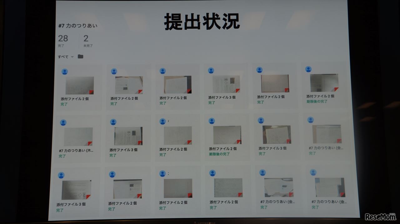 Classroomでは提出物を一目で管理可能