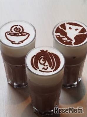 「鬼太郎」「一反もめん」「目玉おやじ」のアイスココア